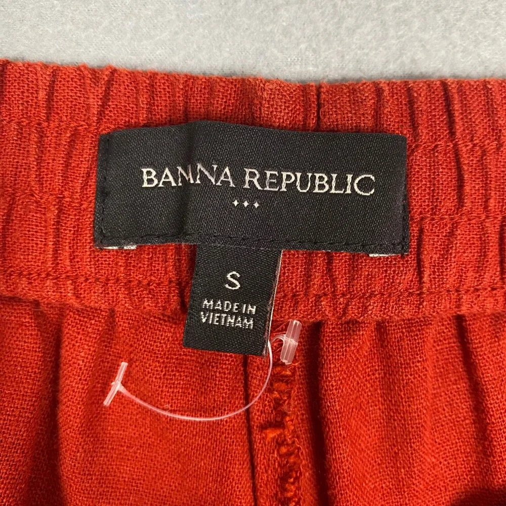 Banana Republic Linen Cargo Jogger‎ Pants Womens Small Cayenne